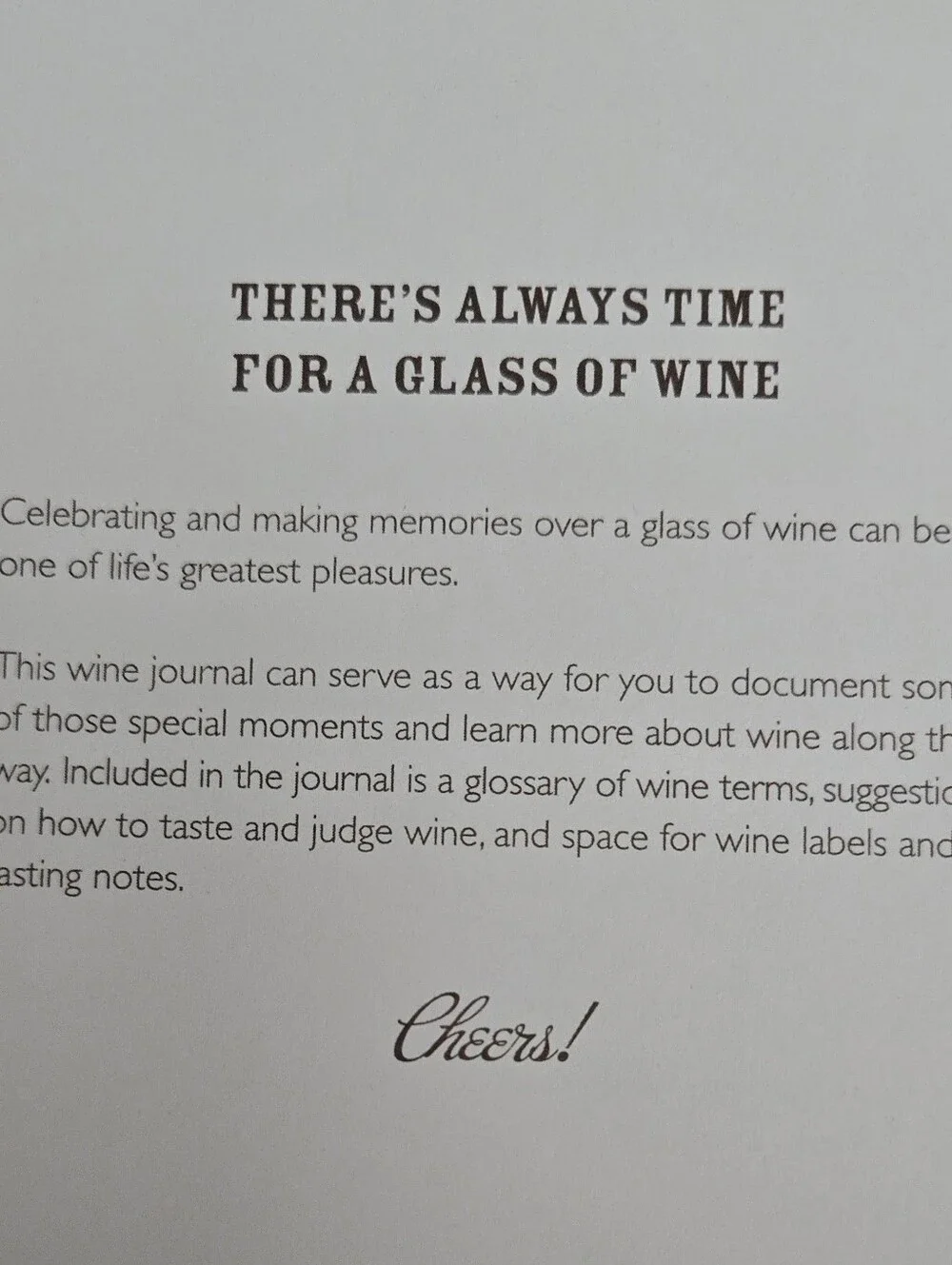 Wine Journal Hard Cover NWOT